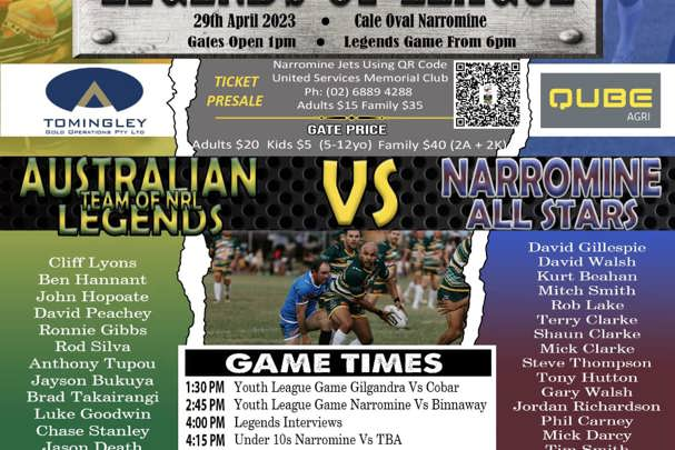 Narromine Jets - QUBE Agri Narromine Jets All Stars VS Int Legends of League and official opening of The Bob Weir Grandstand
